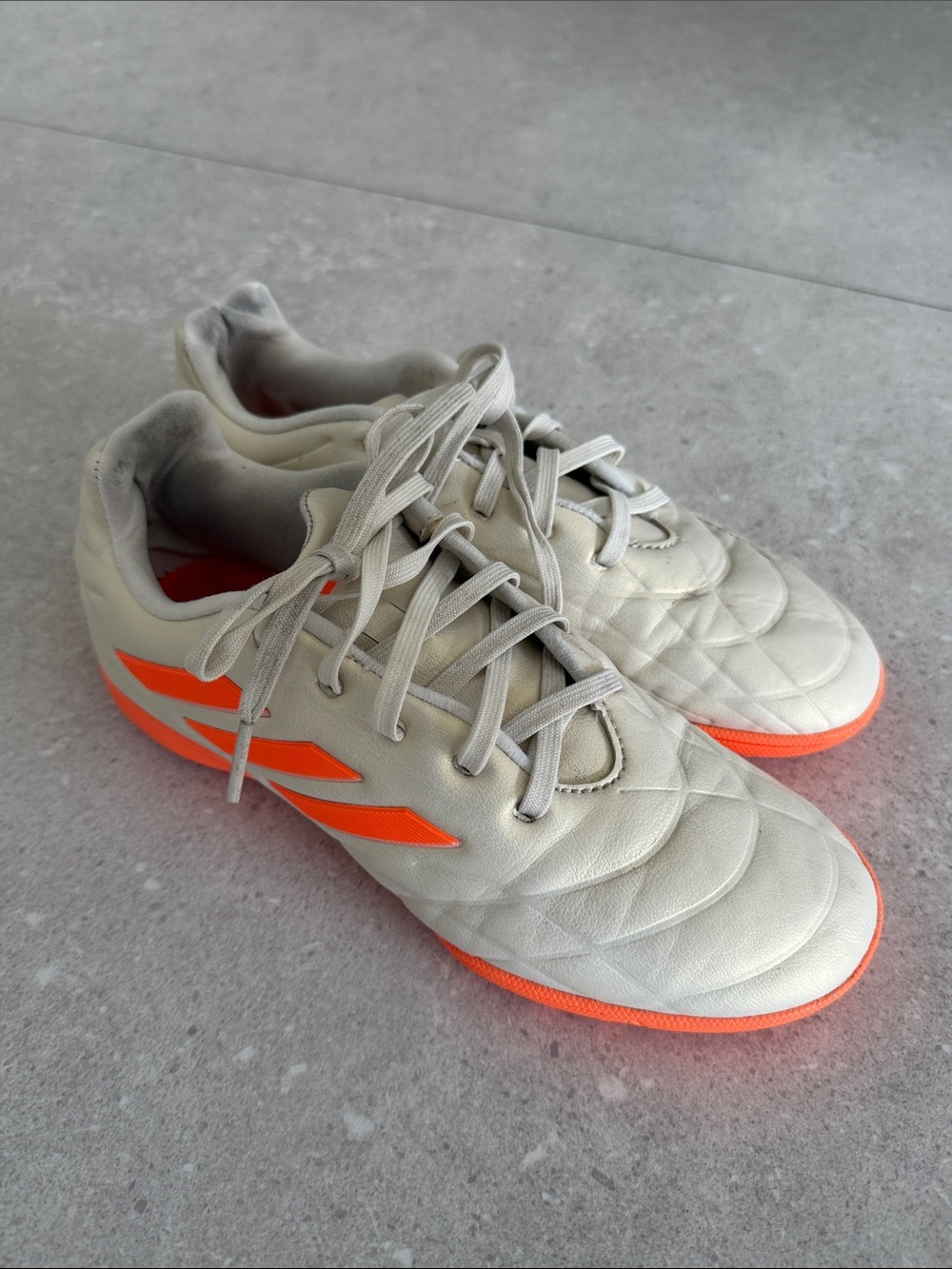 Adidas Copa Kids Unisex Off White and Orange Soccer Turf Cleats - Size 4